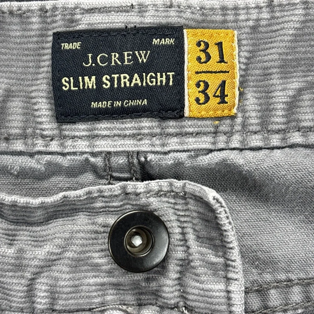 J.Crew Corduroy Pants Mens 31x34 Slim Straight Gray Pin Wale Workwear Outdoors